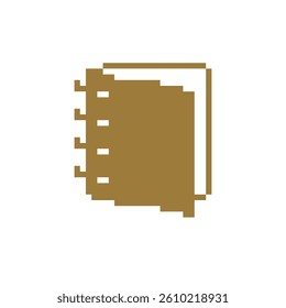 Pixel art illustration brown notebook logo