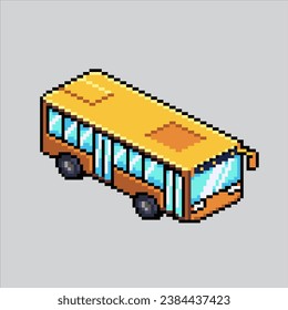 Ilustración de arte de Pixel Bus. Mini Autobús Pixelado. Vehículo de Autobús de la Ciudad pixelado para el juego de arte píxel e icono para el sitio web y el videojuego. retro de la vieja escuela.