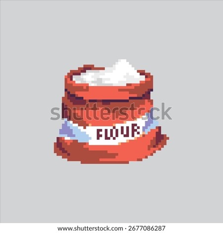 Pixel art illustration Cake Flour. Pixelated Cooking Flour. Cake Flour ingredient Icon pixelated for the pixel art game and icon for website and video game. old school retro.