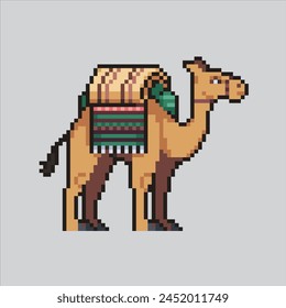 Ilustración de arte en píxeles Camel Desert. Camello pixelado. Animal de camello del desierto pixelado para el juego de pixel art y el icono para el Sitio web Video y