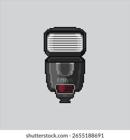 Pixel art illustration Camera Lighting. Pixelated Camera flashlight. Photography Camera Lighting Equipment Icon pixelated for the pixel art game and icon for website and video game. old school retro.