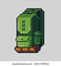 Pixel art illustration Camping Backpack. Pixelated Survival Backpack. Camping Survival Backpack Adventure Icon pixelated for the pixel art game and icon for website and video game. old school retro.