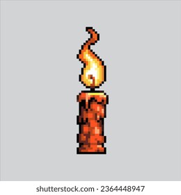 Ilustración de arte de Pixel Vela. Vela Pixelada. Icono de luz de velas pixelado
para el juego de arte píxel e icono para el sitio web y el juego de vídeo. retro de la vieja escuela.