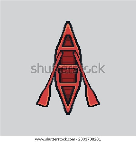 Pixel art illustration Canoe Boat. Pixelated Canoe Transportation. Canoe Boat Transportation Icon pixelated for the pixel art game and icon for website and video game. old school retro.