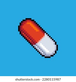 Pixel art illustration capsule pill. Pixelated pills. medical capsule pills pixelated
for the pixel art game and icon for website and video game. old school retro.