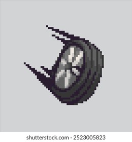 Pixel art illustration Car tire. Pixelated wheels. Car Wheels tire pixelated for the pixel art game and icon for website and video game. old school retro.