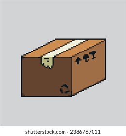 Ilustración de arte de píxeles Caja de cartón. Caja de cartón Pixelada. Caja de cartón con envío pixelado para el juego de arte de píxeles e icono para el sitio web y el videojuego. retro de la vieja escuela.