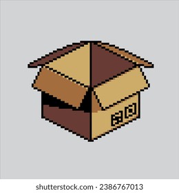 Pixel art illustration Cardboard Box. Pixelated Cardboard Box. Cardboard Box Shipping pixelated for the pixel art game and icon for website and video game. old school retro.