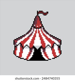 Pixel art illustration Carnival. Pixelated Carnival Tent. Carnival Tent pixelated for the pixel art game and icon for website and video game. old school retro.