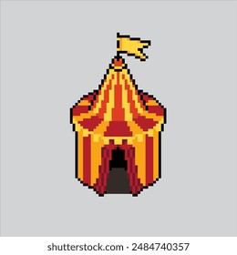 Pixel art illustration Carnival. Pixelated Carnival Tent. Carnival Tent pixelated for the pixel art game and icon for website and video game. old school retro.