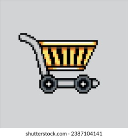 Pixel art illustration Cart. Pixelated Cart. Cart shopping pixelated for the pixel art game and icon for website and video game. old school retro.