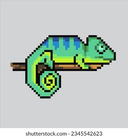 Pixelkunstgrafik Chameleon. Pixel Chameleon. Chameleon-Reptilien-Symbol pixelig
für das Pixelkunstspiel und Icon für Website- und Videospiel. Altschulretro.