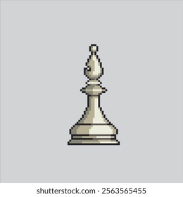 Pixel art illustration Chess Bishop. Pixelated Chess Piece.  Chess Bishop Piece Icon pixelated for the pixel art game and icon for website and video game. old school retro.