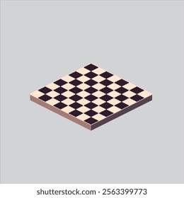 Pixel art illustration Chess Board. Pixelated Square Chess Board. Square Chess Board Black and White Icon pixelated for the pixel art game and icon for website and video game. old school retro.