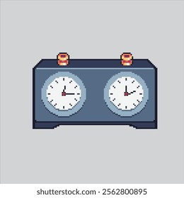 Pixel art illustration Chess Clock. Pixelated Chess Stopwatch. Chess Clock Stopwatch icon pixelated for the pixel art game and icon for website and video game. old school retro.