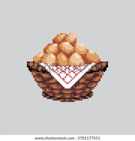 Pixel art illustration Chicken Egg. Pixelated Basket Egg. Chicken Egg in a Basket Icon pixelated for the pixel art game and icon for website and video game. old school retro.