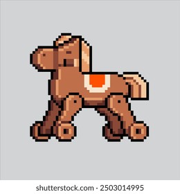 Pixel art illustration Children Horse Toy. Pixelated Riding Horse. Children Park Horse Riding Toy icon pixelated for the pixel art game and icon for website and video game. old school retro.