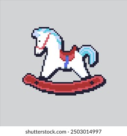 Pixel art illustration Children Horse Toy. Pixelated Riding Horse. Children Park Horse Riding Toy icon pixelated for the pixel art game and icon for website and video game. old school retro.