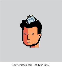 Pixel art illustration Chip Head. Pixelated AI head. Futuristic Chip Head Artificial Intelligence Icon pixelated for the pixel art game and icon for website and video game. old school retro.