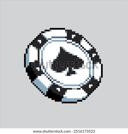 Pixel art illustration Chip. Pixelated Token Chip. Casino Token Chip pixelated for the pixel art game and icon for website and video game. old school retro.