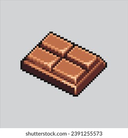 Ilustración de arte de Pixel Chocolate bar. Bar de chocolate con pixelado. Chocolate Bar pixelado para el juego de arte píxel e icono para sitio web y videojuego. retro de la vieja escuela.