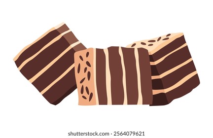 A pixel art illustration of chocolate wafers on a white background