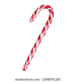 Pixel art illustration with Christmas cane