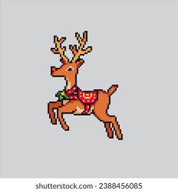 Pixel art illustration Christmas Deer. Pixelated Christmas deer. Christmas deer pixelated for the pixel art game and icon for website and video game. old school retro.