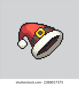 Pixel art illustration Christmas hat. Pixelated Christmas cap. Christmas cap hat pixelated for the pixel art game and icon for website and video game. old school retro.