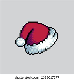 Pixel art illustration Christmas hat. Pixelated Christmas cap. Christmas cap hat pixelated for the pixel art game and icon for website and video game. old school retro.