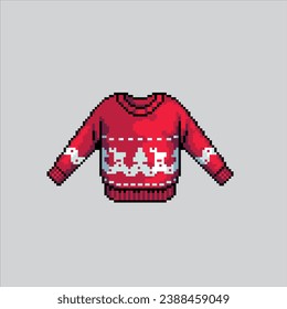 Pixel Art Illustration Weihnachts-Sweater. Pixelpullover. Weihnachten Knitted Sweater pixeliert für das Pixelkunstspiel und Ikone für Website- und Videospiel. Altschulretro.