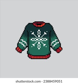 Pixel art illustration Christmas Sweater. Pixelated Sweater. Christmas Knitted Sweater pixelated for the pixel art game and icon for website and video game. old school retro.