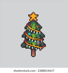 Pixel art illustration Christmas Tree. Pixelated Christmas Tree. Spruce christmas tree pixelated for the pixel art game and icon for website and video game. old school retro.