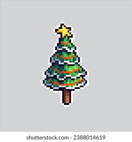 Pixel art illustration Christmas Tree. Pixelated Christmas Tree. Spruce christmas tree pixelated for the pixel art game and icon for website and video game. old school retro.