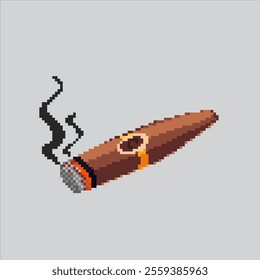 Pixel art illustration Cigarettes Smoke. Pixelated Tobacco Cigarettes. Tobacco Cigarettes Smoke icon pixelated for the pixel art game and icon for website and video game. old school retro.