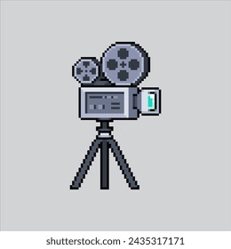 In: Pixel Art Illustration Cinema Projector. Pixelierter Kinoprojektor. Kinoprojektor pixelig
Für das Pixel Art Game und Icon für Website und Videospiel. Old School Retro.