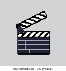 Pixel art illustration Clapper Board. Pixelated Clapper Board. Clapper Board pixelated
for the pixel art game and icon for website and video game. old school retro.