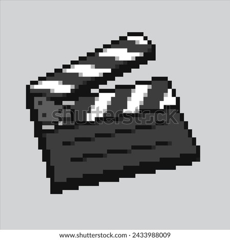 Pixel art illustration Clapper Board. Pixelated Clapper Board. Clapper Board pixelated
for the pixel art game and icon for website and video game. old school retro.