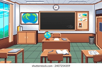 Pixel art illustration Classroom background. Pixelated Classroom. School Classroom Background
pixelated for the pixel art game and icon for website and video game. old school retro.