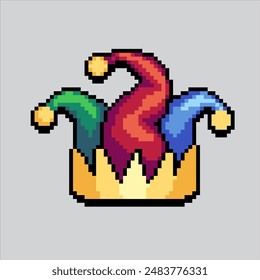 Pixel art illustration Clown Hat. Pixelated Clown Hat. Clown Hat pixelated for the pixel art game and icon for website and video game. old school retro.