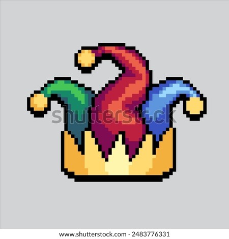 Pixel art illustration Clown Hat. Pixelated Clown Hat. Clown Hat pixelated for the pixel art game and icon for website and video game. old school retro.