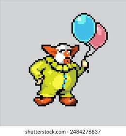 Pixel art illustration Clown. Pixelated Carnival Clown. Carnival Clown pixelated for the pixel art game and icon for website and video game. old school retro.