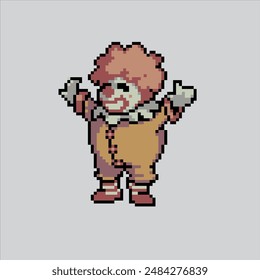 Pixel art illustration Clown. Pixelated Carnival Clown. Carnival Clown pixelated for the pixel art game and icon for website and video game. old school retro.