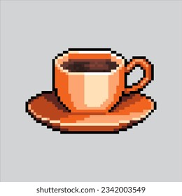 Pixel art illustration Coffee. Pixelated coffee. A cup of coffee icon pixelated
for the pixel art game and icon for website and video game. old school retro.