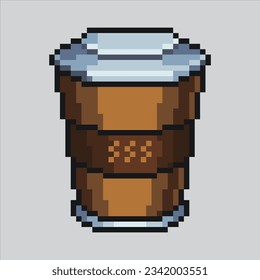 Pixel art illustration Coffee. Pixelated coffee. A cup of coffee icon pixelated
for the pixel art game and icon for website and video game. old school retro.