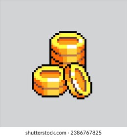 Pixel art illustration Coin. Pixelated Coin. Coin pixelated for the pixel art game and icon for website and video game. old school retro.