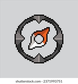 Pixel art illustration Compass. Pixelated compass. Ocean Ship compass
icon pixelated for the pixel art game and icon for website and video game. old school retro.