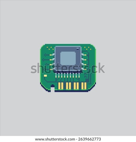 Pixel art illustration Computer Chip. Pixelated chip processor. computer chip processor Icon pixelated for the pixel art game and icon for website and video game. old school retro.