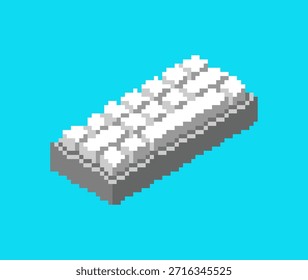 Pixelgrafik einer Computerschlüsselzeile im hellgrauen 8-Bit-Stil. Einfaches Gaming- und Technologie-Vektorgrafik-Asset.