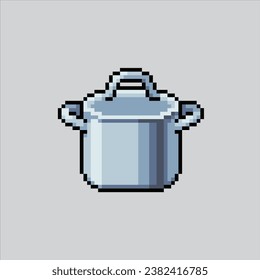 Pixel art illustration Cooking pot. Pixelated Cooking Pot. Cooking Pot pixelated for the pixel art game and icon for website and video game. old school retro.
